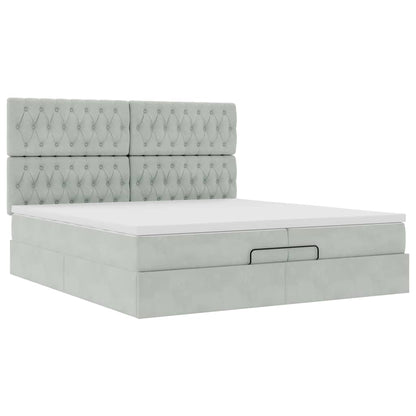 Struttura Letto Pouf con Materassi 200x200 cm Velluto | homemem39