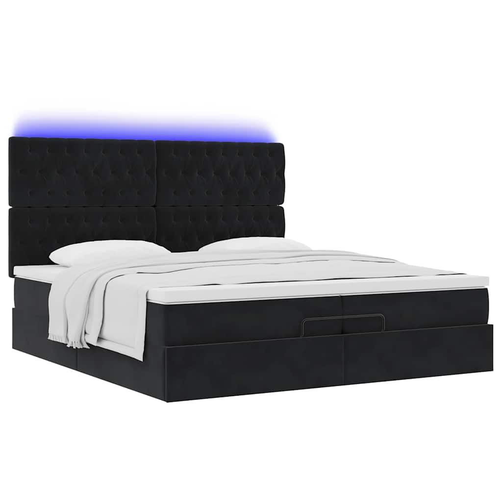 Struttura Letto Pouf con Materassi Nero 200x200 cm Velluto | homemem39