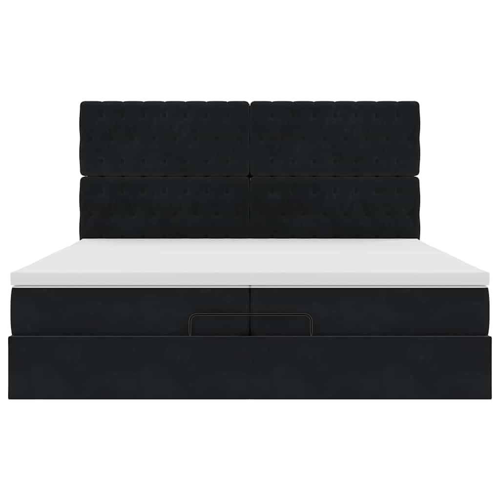 Struttura Letto Pouf con Materassi Nero 200x200 cm Velluto | homemem39