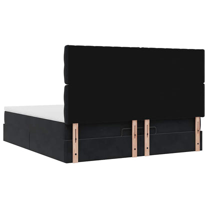 Struttura Letto Pouf con Materassi Nero 200x200 cm Velluto | homemem39