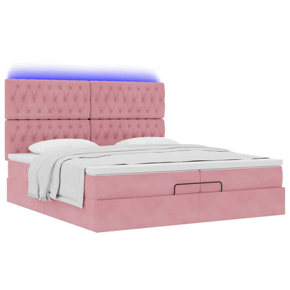Struttura Letto Pouf con Materassi Rosa 200x200 cm Velluto | homemem39