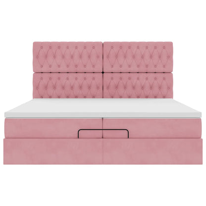 Struttura Letto Pouf con Materassi Rosa 200x200 cm Velluto | homemem39