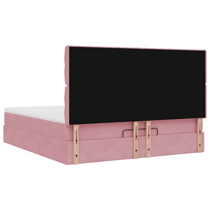 Struttura Letto Pouf con Materassi Rosa 200x200 cm Velluto | homemem39
