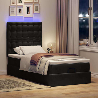 Struttura Letto Pouf con Materassi Nero 80x200 cm in Velluto | homemem39