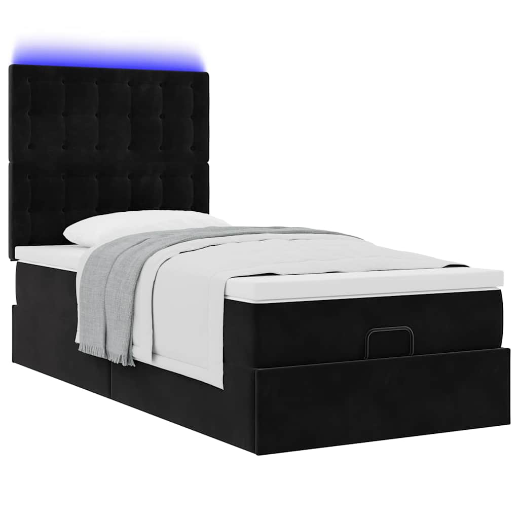 Struttura Letto Pouf con Materassi Nero 80x200 cm in Velluto | homemem39