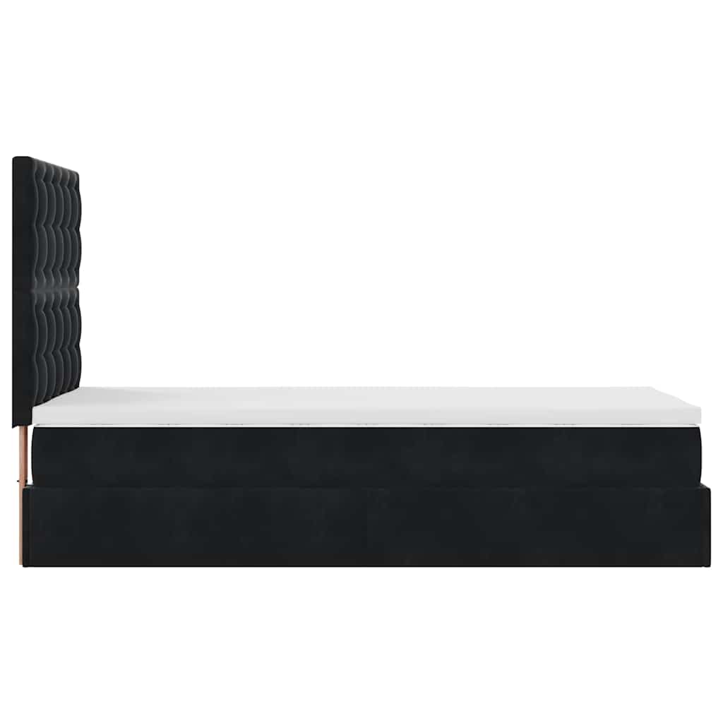 Struttura Letto Pouf con Materassi Nero 80x200 cm in Velluto | homemem39