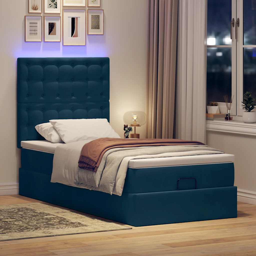 Struttura Letto Pouf con Materassi 90x190 cm in Velluto