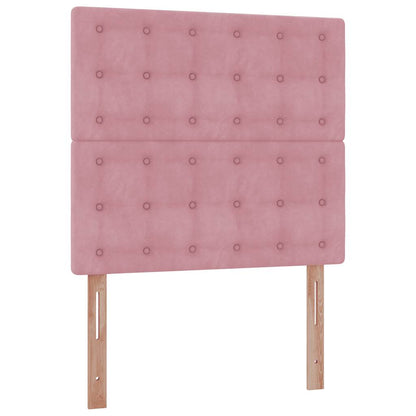 Struttura Letto Pouf con Materassi Rosa 90x190 cm in Velluto