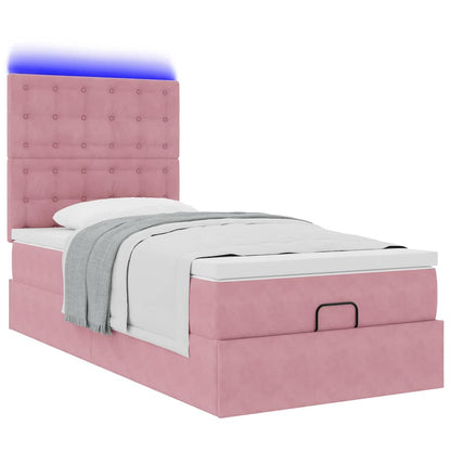 Struttura Letto Pouf con Materassi Rosa 100x200 cm Velluto | homemem39