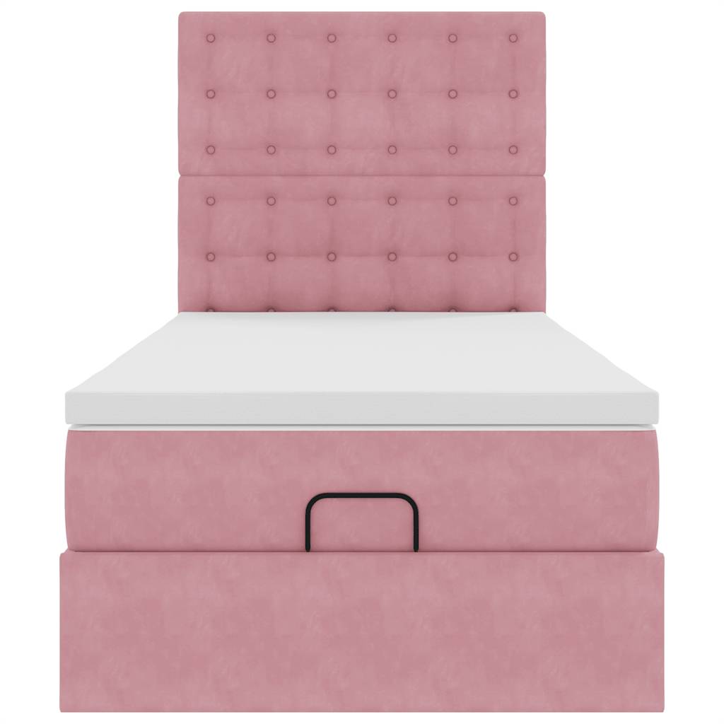 Struttura Letto Pouf con Materassi Rosa 100x200 cm Velluto | homemem39