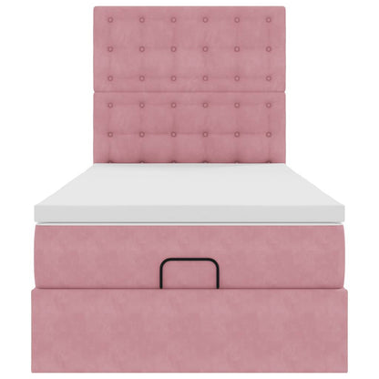 Struttura Letto Pouf con Materassi Rosa 100x200 cm Velluto | homemem39