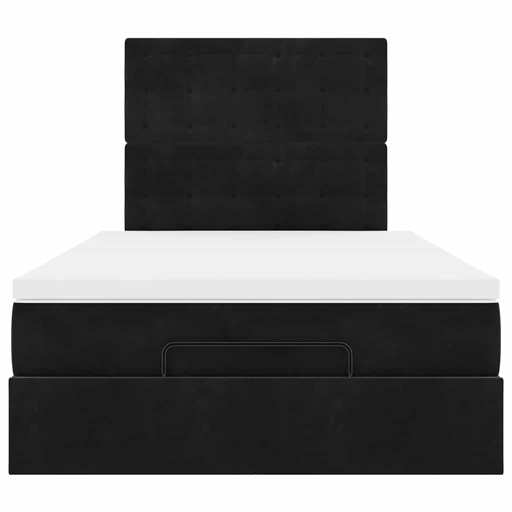 Struttura Letto Pouf con Materassi Nero 120x190 cm Velluto