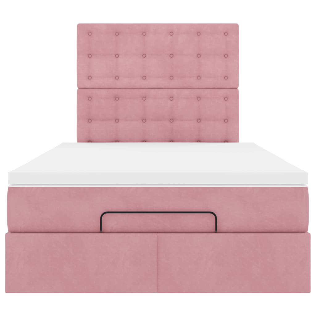 Struttura Letto Pouf con Materassi Rosa 120x190 cm Velluto