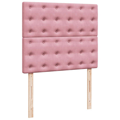 Struttura Letto Pouf con Materassi Rosa 120x190 cm Velluto