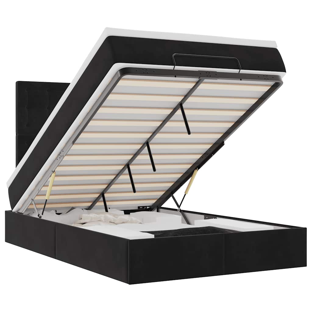 Struttura Letto Pouf con Materassi Nero 120x200 cm Velluto - homemem39