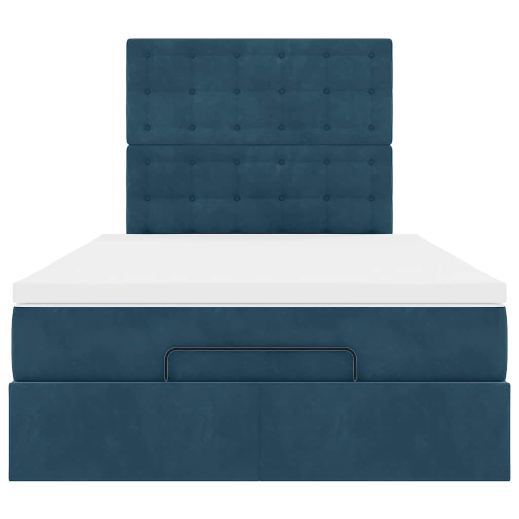 Struttura Letto Pouf con Materassi Blu Scuro 120x200 cm Velluto