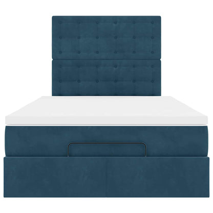 Struttura Letto Pouf con Materassi Blu Scuro 120x200 cm Velluto