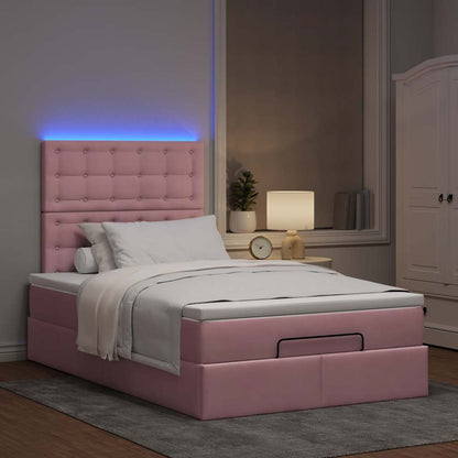 Struttura Letto Pouf con Materasso Rosa 120x200 cm Velluto | homemem39