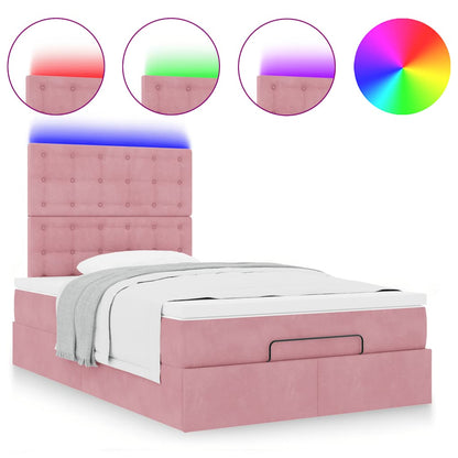 Struttura Letto Pouf con Materasso Rosa 120x200 cm Velluto | homemem39