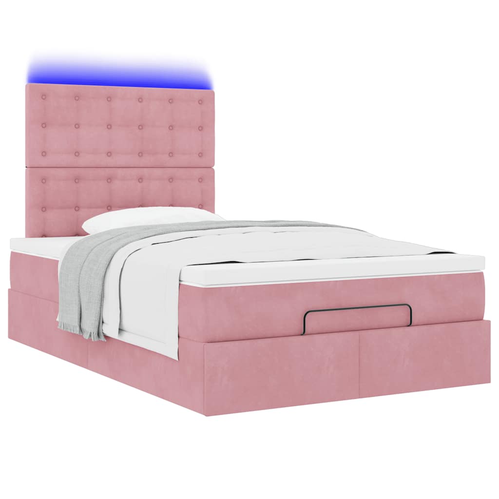 Struttura Letto Pouf con Materasso Rosa 120x200 cm Velluto | homemem39