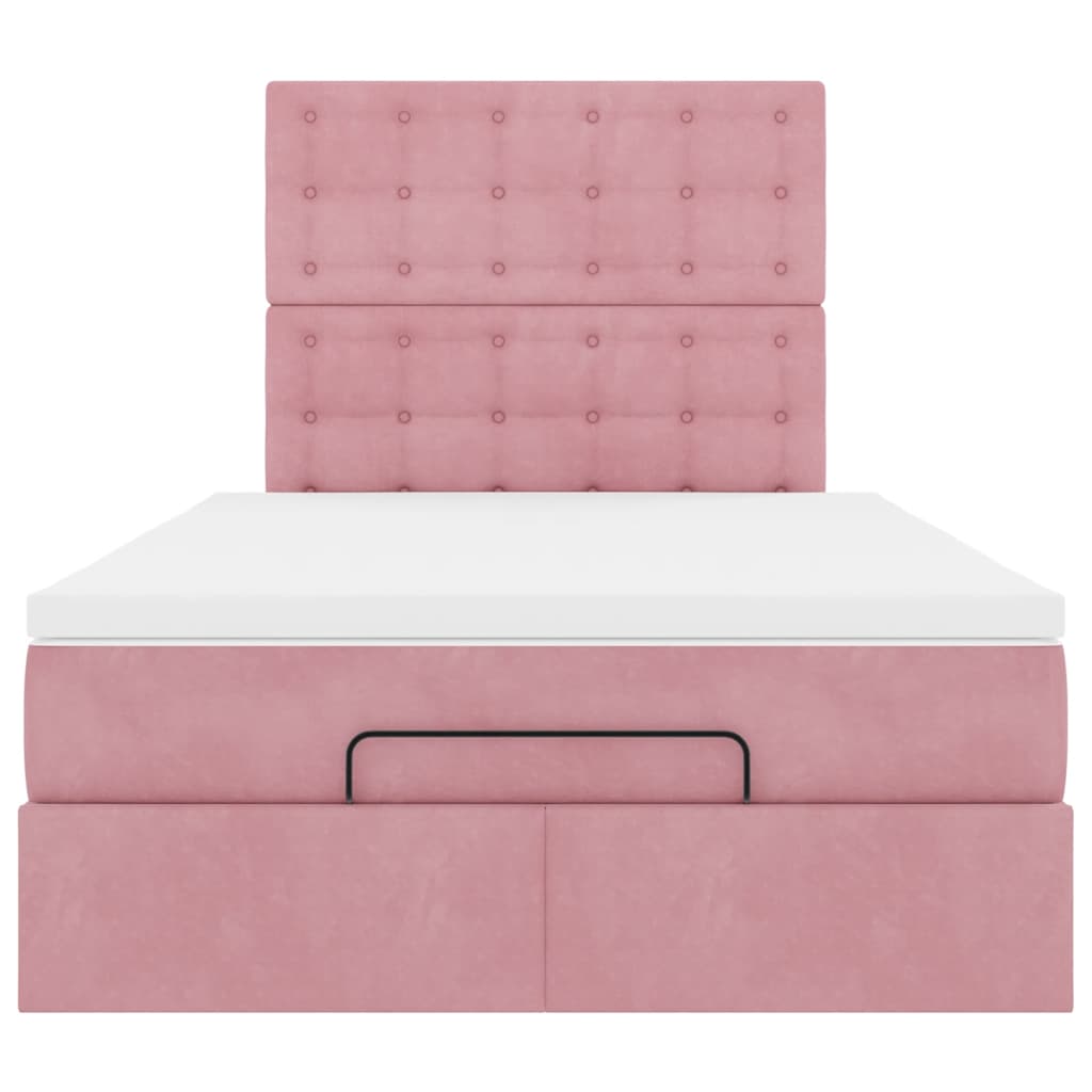 Struttura Letto Pouf con Materasso Rosa 120x200 cm Velluto | homemem39