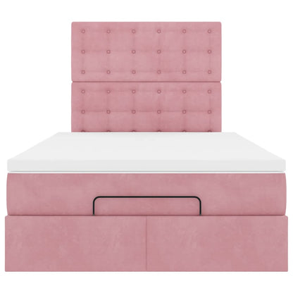 Struttura Letto Pouf con Materasso Rosa 120x200 cm Velluto | homemem39