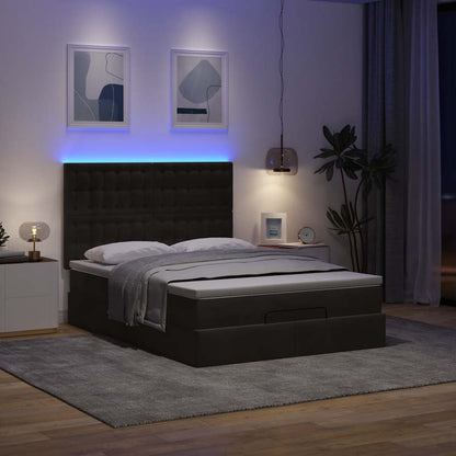 Struttura Letto Pouf con Materassi Nero 140x190 cm in Velluto | homemem39
