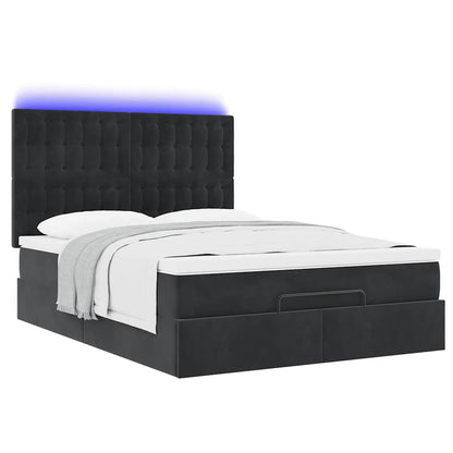 Struttura Letto Pouf con Materassi Nero 140x190 cm in Velluto | homemem39