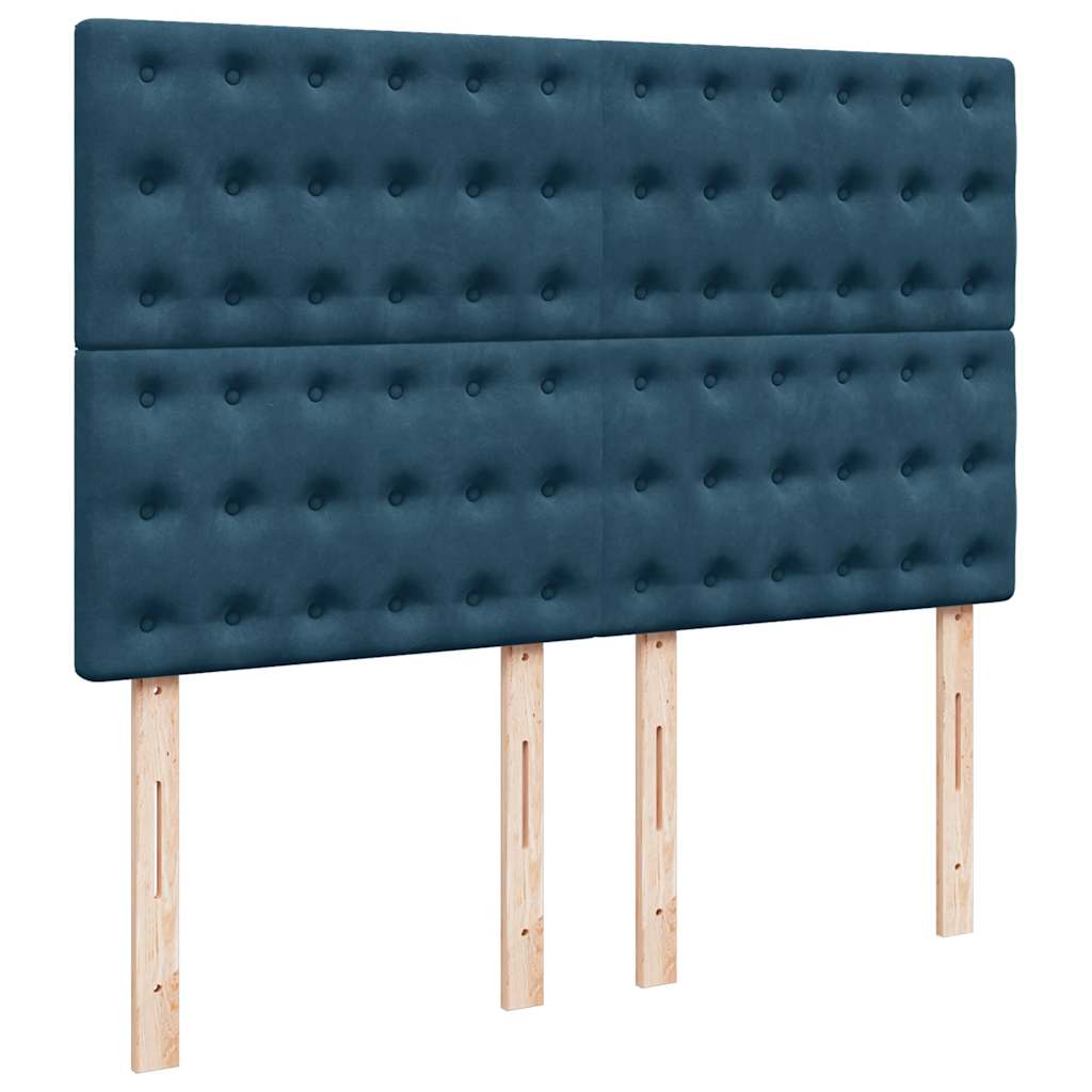 Struttura Letto Pouf con Materassi Blu 140x200cm in Velluto