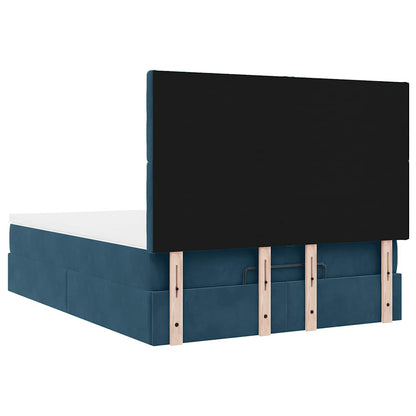 Struttura Letto Pouf con Materassi Blu 140x200cm in Velluto