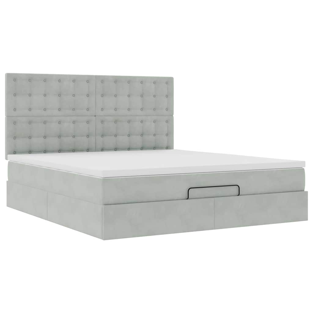 Struttura Letto Pouf con Materassi 160x200 cm in Velluto