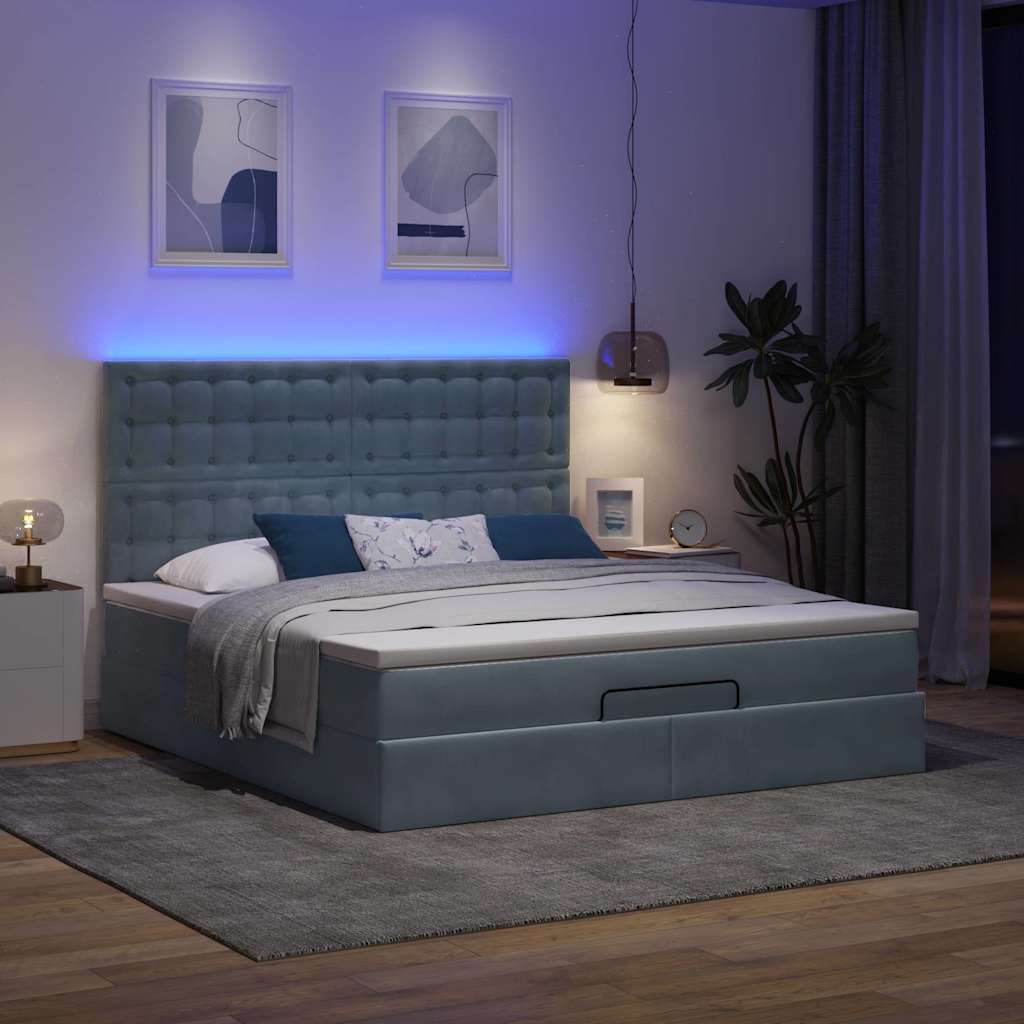Struttura Letto Pouf con Materassi 160x200 cm in Velluto | homemem39