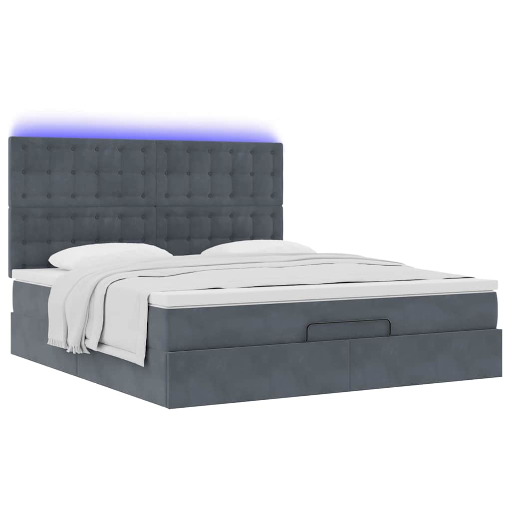 Struttura Letto Pouf con Materassi 160x200 cm in Velluto | homemem39