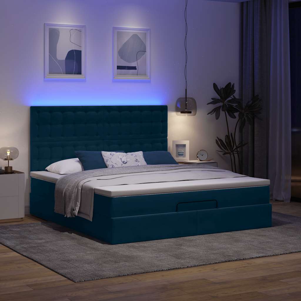 Struttura Letto Pouf con Materassi 160x200 cm Velluto | homemem39