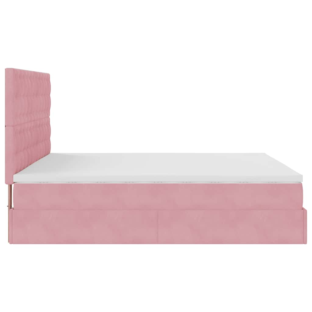 Struttura Letto Pouf con Materassi Rosa 180x200 cm Velluto