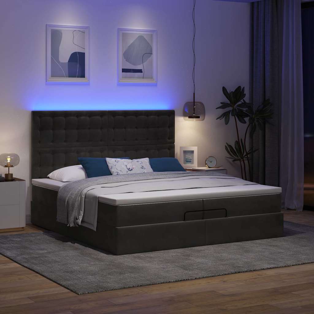 Struttura Letto Pouf con Materassi Nero 200x200 cm Velluto | homemem39