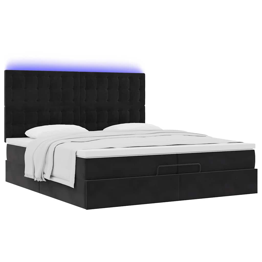 Struttura Letto Pouf con Materassi Nero 200x200 cm Velluto | homemem39