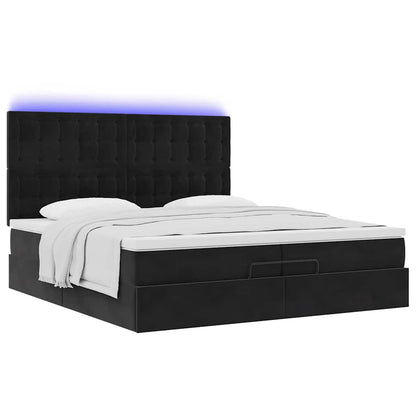 Struttura Letto Pouf con Materassi Nero 200x200 cm Velluto | homemem39