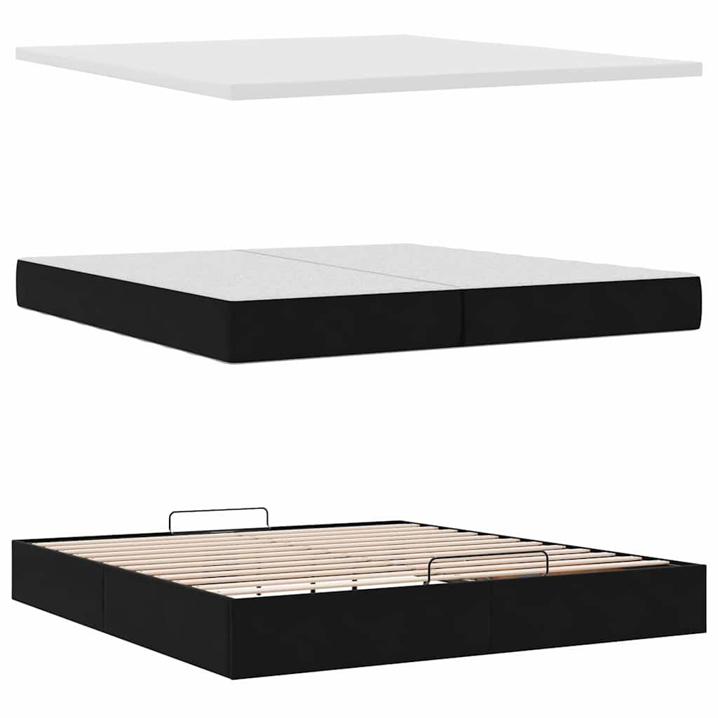 Struttura Letto Pouf con Materassi Nero 200x200 cm Velluto | homemem39