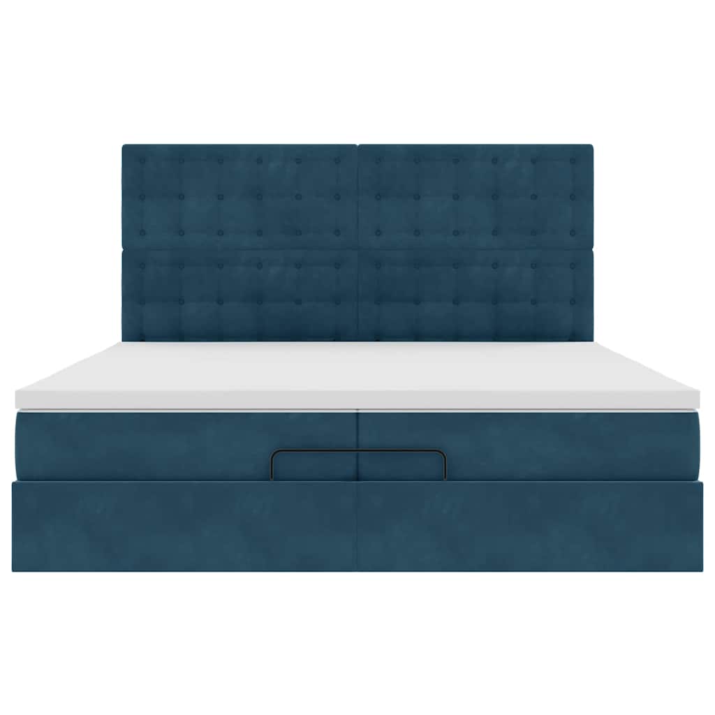 Pouf Letto con Materassi e LED Blu Scuro 200x200cm Velluto | homemem39
