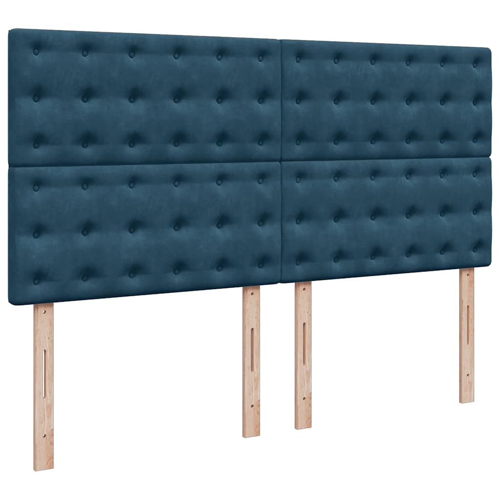 Pouf Letto con Materassi e LED Blu Scuro 200x200cm Velluto | homemem39