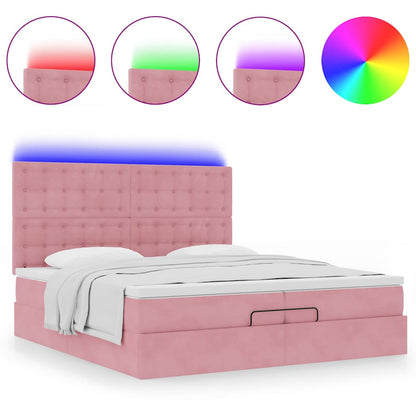 Struttura Letto Pouf con Materassi Rosa 200x200 cm Velluto | homemem39
