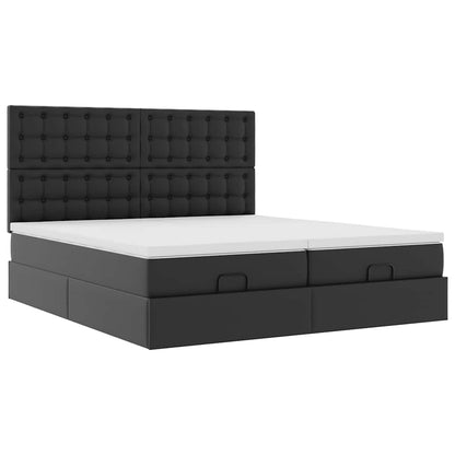 Pouf Letto con Materassi e LED Nero 160x200cm Similpelle