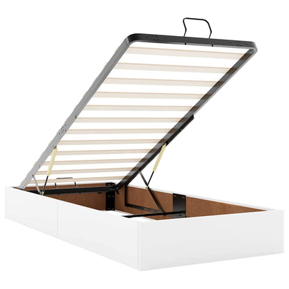 Pouf Letto con Materassi e LED Bianco Puro 180x200cm Similpelle