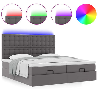 Pouf Letto con Materassi e LED Grigio 180x200cm Similpelle