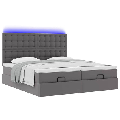 Pouf Letto con Materassi e LED Grigio 180x200cm Similpelle