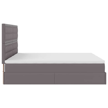 Pouf Letto con Materassi e LED Grigio 180x200cm Similpelle