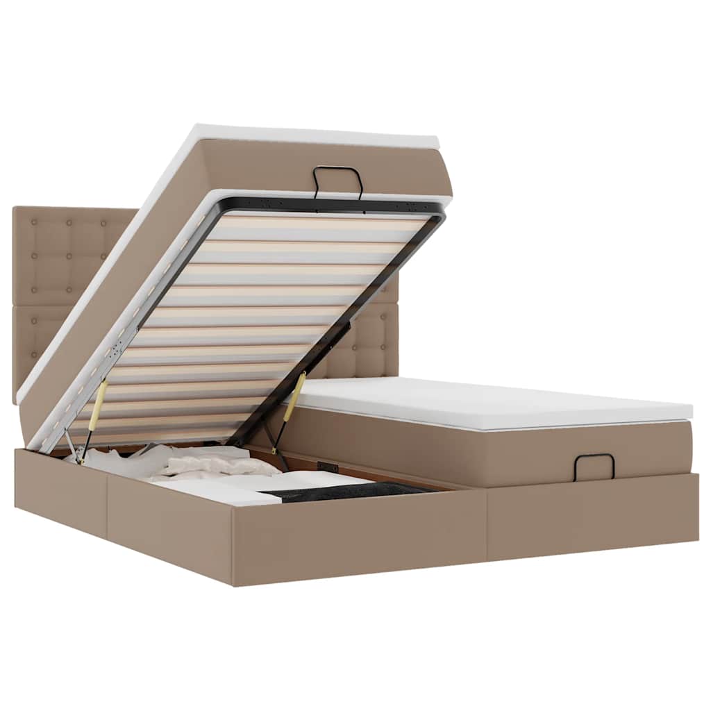 Pouf Letto con Materassi e LED Cappuccino 180x200cm Similpelle | homemem39