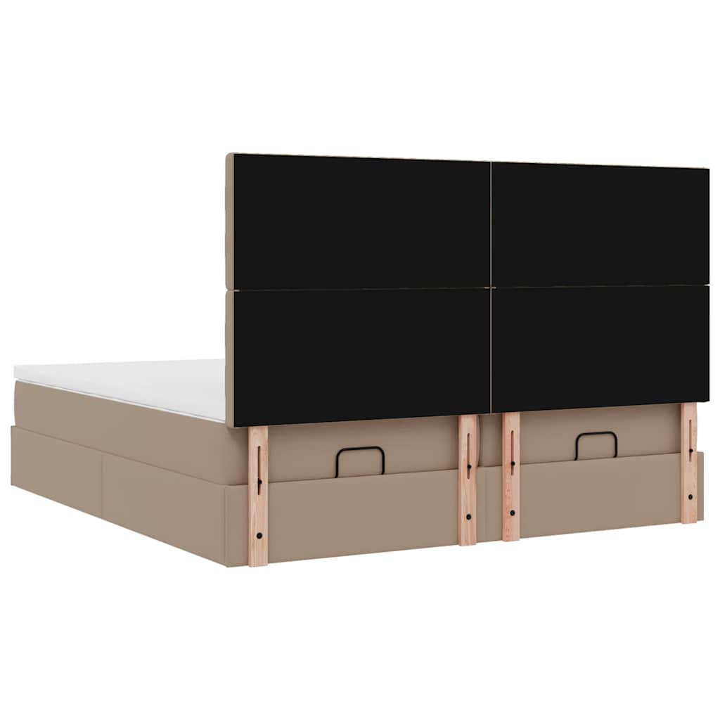 Pouf Letto con Materassi e LED Cappuccino 180x200cm Similpelle