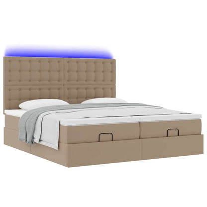 Pouf Letto con Materassi e LED Cappuccino 180x200cm Similpelle | homemem39